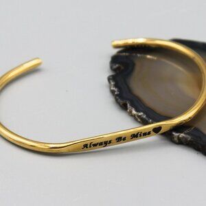 Always be Mine heart love cuff bracelet gold tone